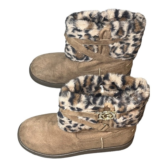💝 Donating! NWOT GBG Los Angelos ALEYA suede Leopard Faux Fur Boots Size 9.5M - Picture 3 of 15